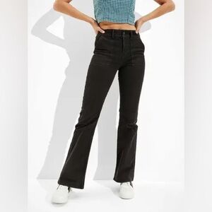 American Eagle high rise  Black Flare Jeans corduroy size 8 casual pants